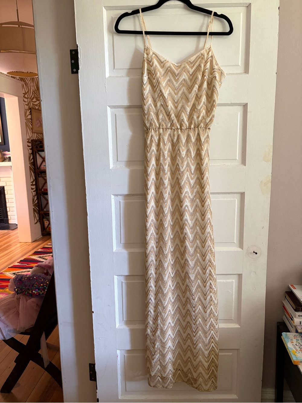 Lilly Pulitzer Cream and Gold Chevron Maxi Dress